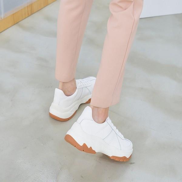 국내제작 소가죽 아웃솔 쿠션 플랫폼 라스트 베이직 레이스업 데일리 워킹 스니커즈 6SS