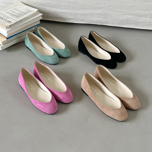 라운드토 심플라인 베이직 소프트 쿠션 데일리 여성 플랫슈즈 6SS