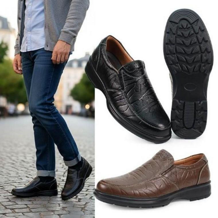 남성 소가죽 캐주얼 슬랙스 정장구두 편리한 감각적 미끄럼방지 신발 슈즈 쿠션인솔 슬립온