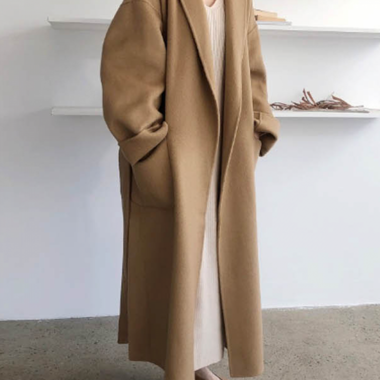 롱코트 허리 스트랩 도톰한 윈터 베이직 아우터