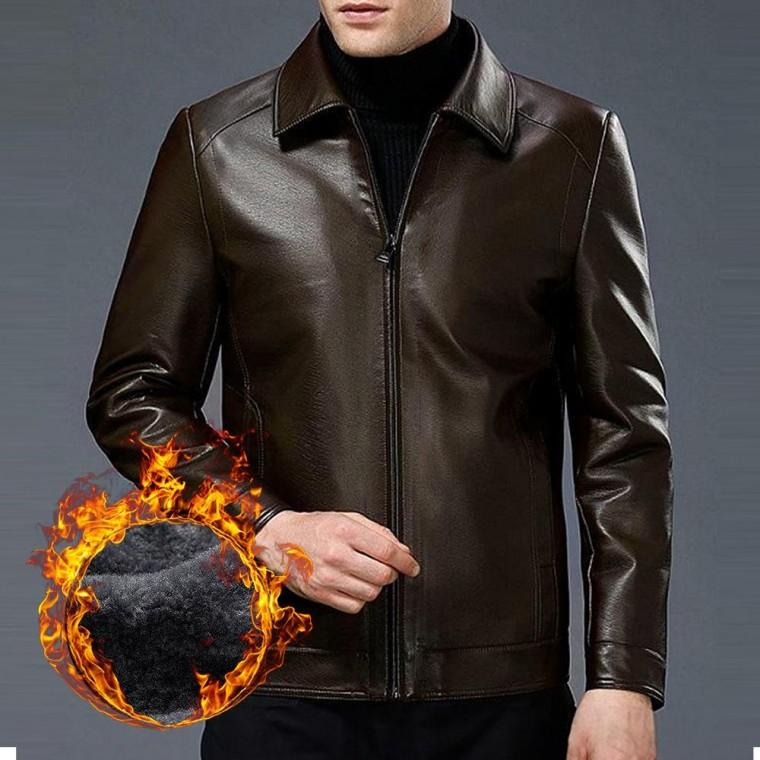 비건 레더 자켓 두꺼운 겨울 기모 퍼자켓 남자 가죽 아우터 2컬러