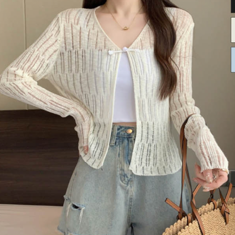 시스루 가디건 레이어드 스타일 패션 아우터