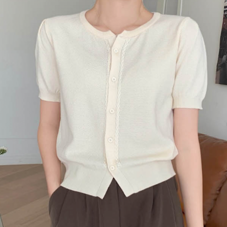 반팔 가디건 부드럽고 시원한 니트 패션 아우터