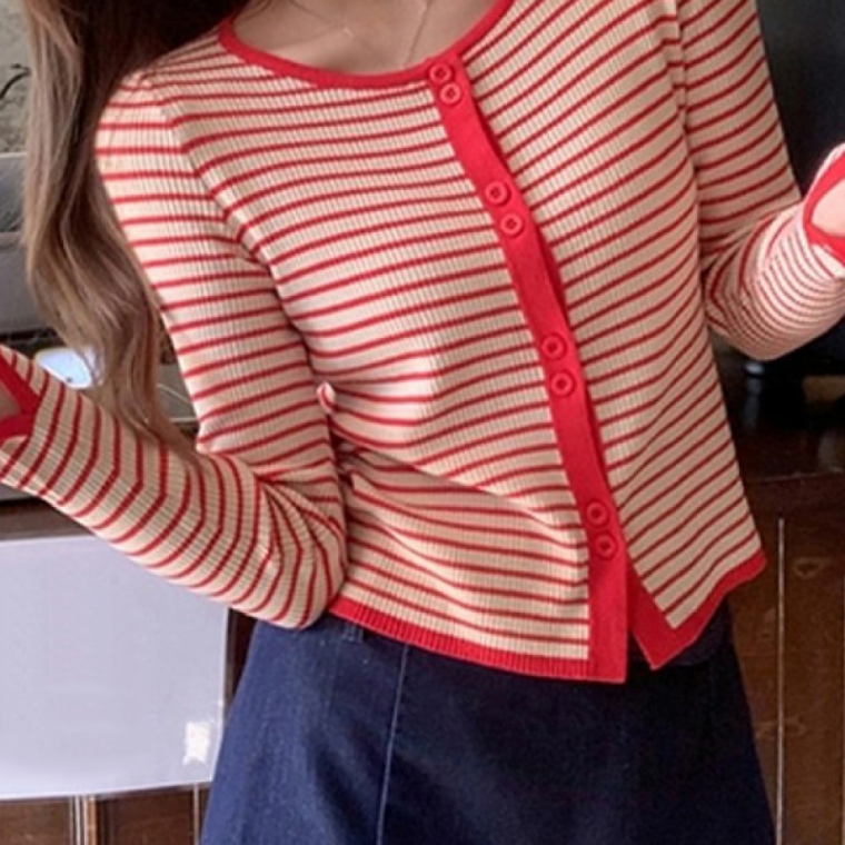 롤업 가디건 스트라이프 포인트 대학생 직장인 아우터