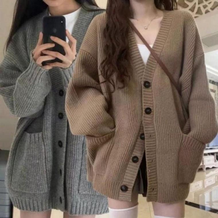 패션스타일 외출 가디건 아우터 사무실 간편 루즈핏 여성 니트