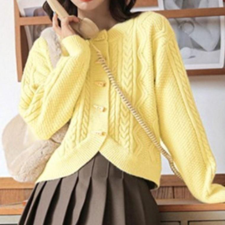 여성 꽈배기 짜임 떡볶이 니트 가디건 1P 간절기 아우터 데일리 패션