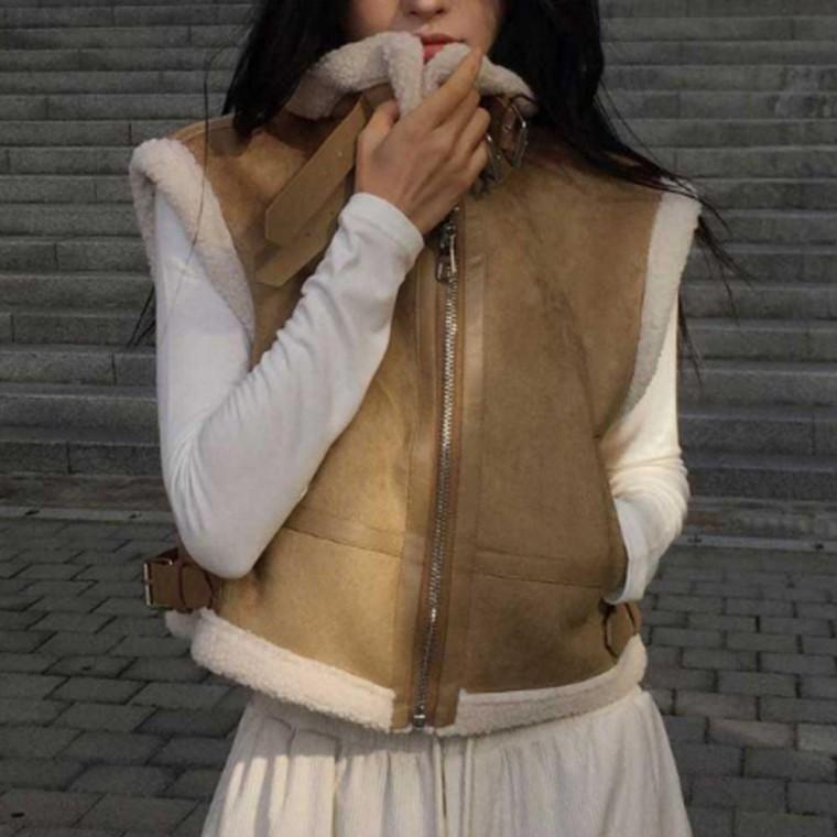 여성 야털 퍼 베스트 집업 조끼 1P 간절기 베스트 아우터 레이어드 패션