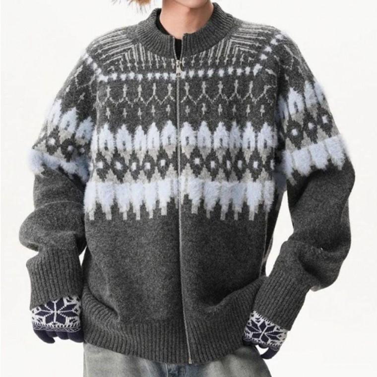 남성 노르딕 노카라 지퍼 가디건 1P 집업 아우터 캐주얼 간절기 외투