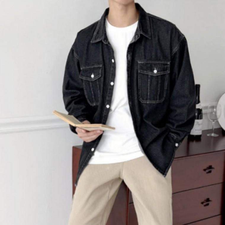데님 남성 워싱 꾸안꾸 편안한 포켓 청남방 아우터 실용적인 셔츠 루즈핏