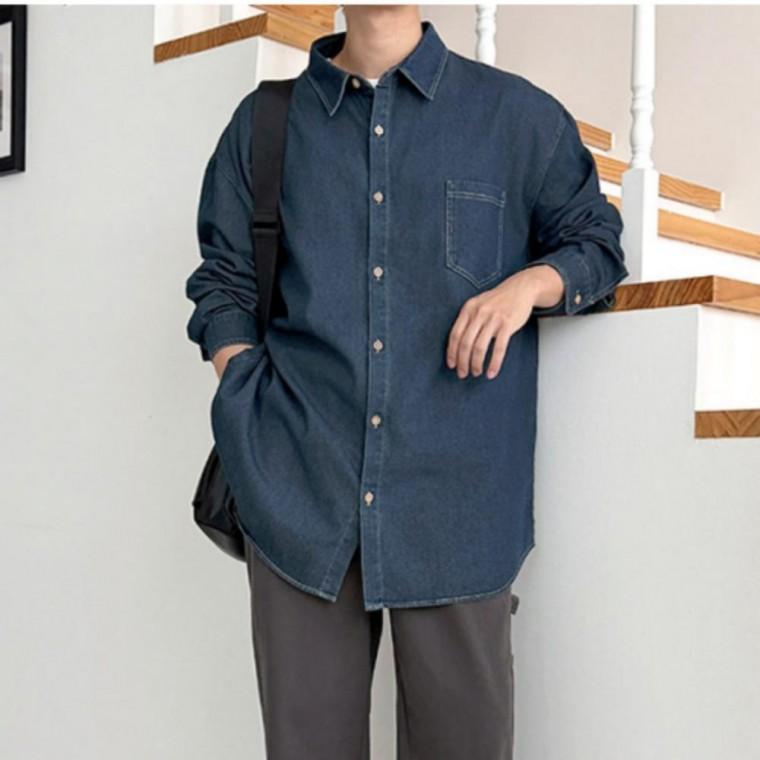 남성 청남방 아우터 넉넉한핏 데님 데일리 셔츠 레이어드 오버핏 코튼 캐주얼