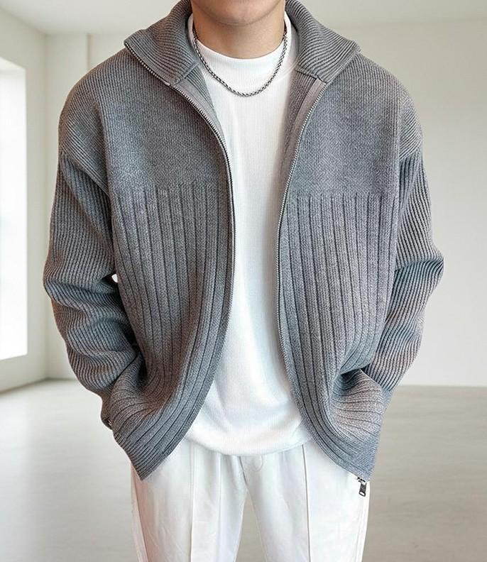 에노브 남자 집업 니트 가디건 간절기 캐주얼 아우터 데일리 자켓 골지 기본템