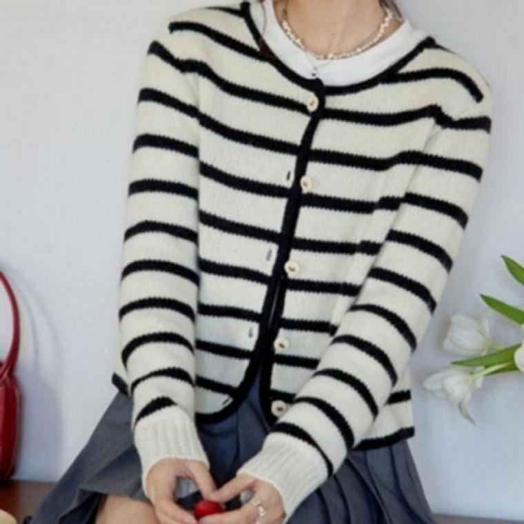 패션스타일 자켓 여성 점퍼 가디건 니트 외투 루즈핏 잠바 후드 아우터 스트라이프