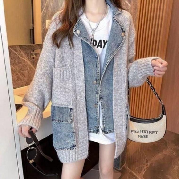 패션스타일 겹침 가을 봄 남녀공용 아우터 청 가디건 재킷
