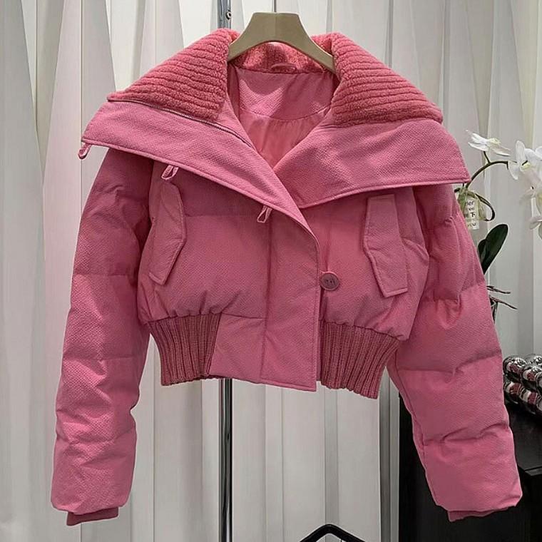 여자 오버핏 아우터 카라 숏패딩 겨울 점퍼