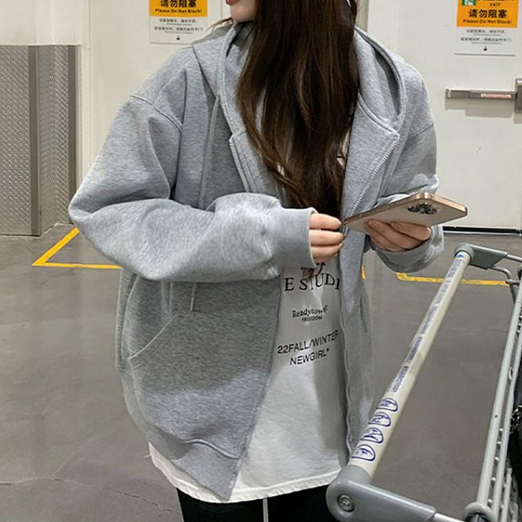 남녀공용 베이직 아우터 오버핏 후드집업