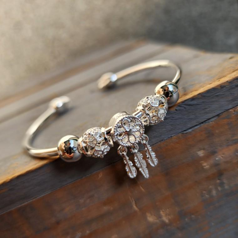 행운 보헤미안 드림캐처 실버 팔찌
