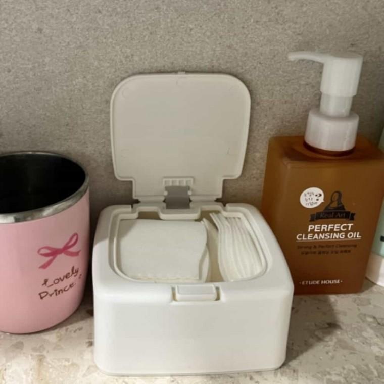 사각 화장솜 면봉정리함 화장대정리대 화장솜보관 화장솜정리함