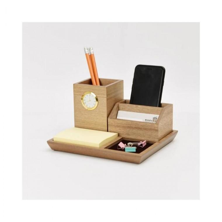 루미나D 정리함 원목 데스크오거나이저 탁상시계