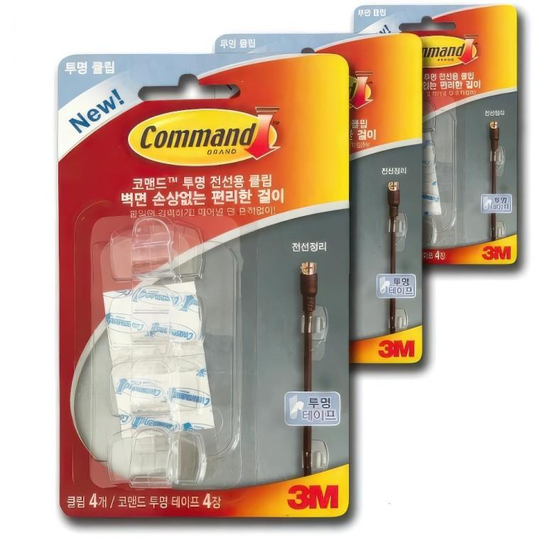 3M 투명 케이블 전선 코드 고정 선정리 7mm 클립 12P 배선 전기선 인터넷