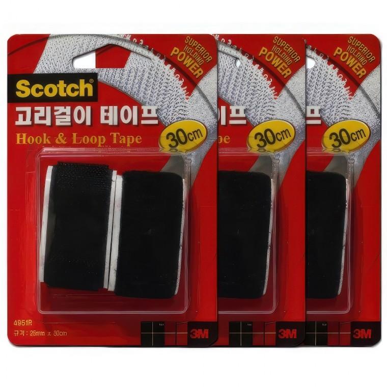 3M 탈부착 찍찍이 테이프 부착 고정 선정리 30cm 3쌍 보들이 전선 묶는