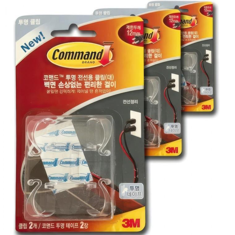 3M 투명 대형 전선 케이블 고정 걸이 선정리 클립 6P 책상선 묶음 홀더