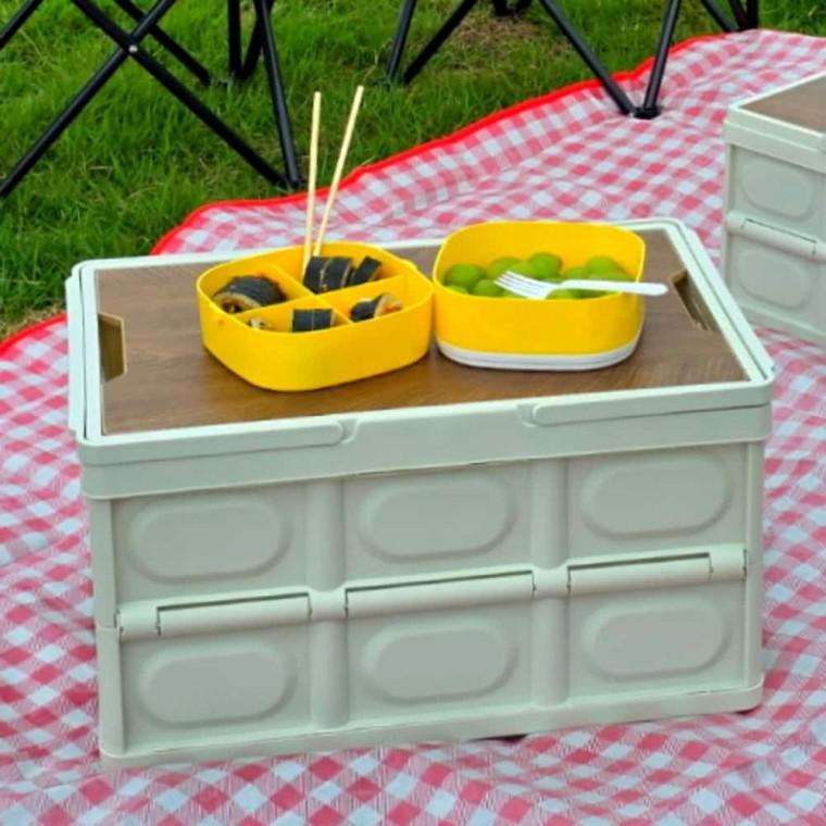 손잡이 폴딩박스 밀크 55L 차트렁크정리함 트렁크정리 캠핑용폴딩박스