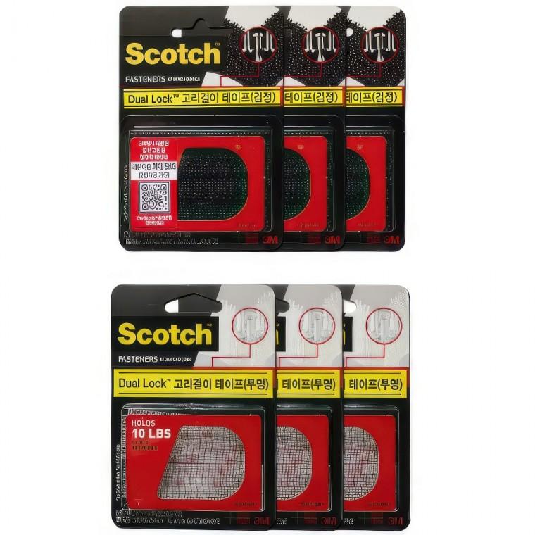 3M 탈부착 찍찍이 테이프 듀얼락 부착 걸이 테잎 6쌍 거칠이 묶는 정리