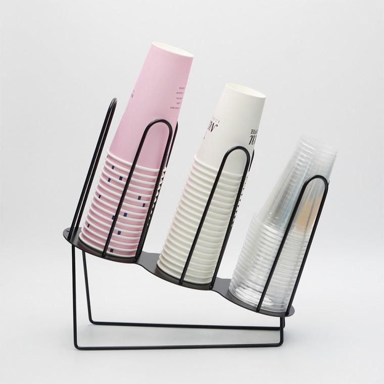 3단 테이크아웃컵 리드 종이컵 디스펜서 거치대 카페 컵홀더 정리대 보관함 수거함