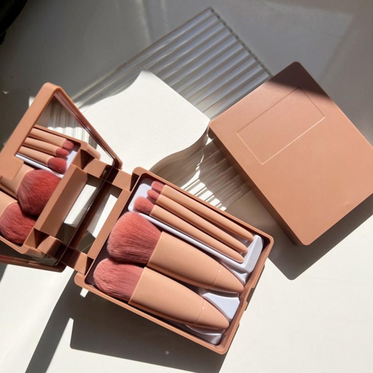 휴대용 거울 브러쉬 5종세트 메이크업 여행용 블러셔 섀도우 쉐딩 파우더