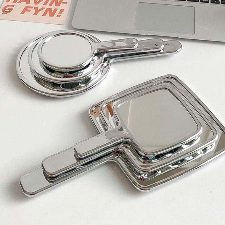 휴대용 손거울 소형 사각형 원형 실버 메이크 거울 공주거울 휴대용거울 뷰티 손거울 미니거울 핸드