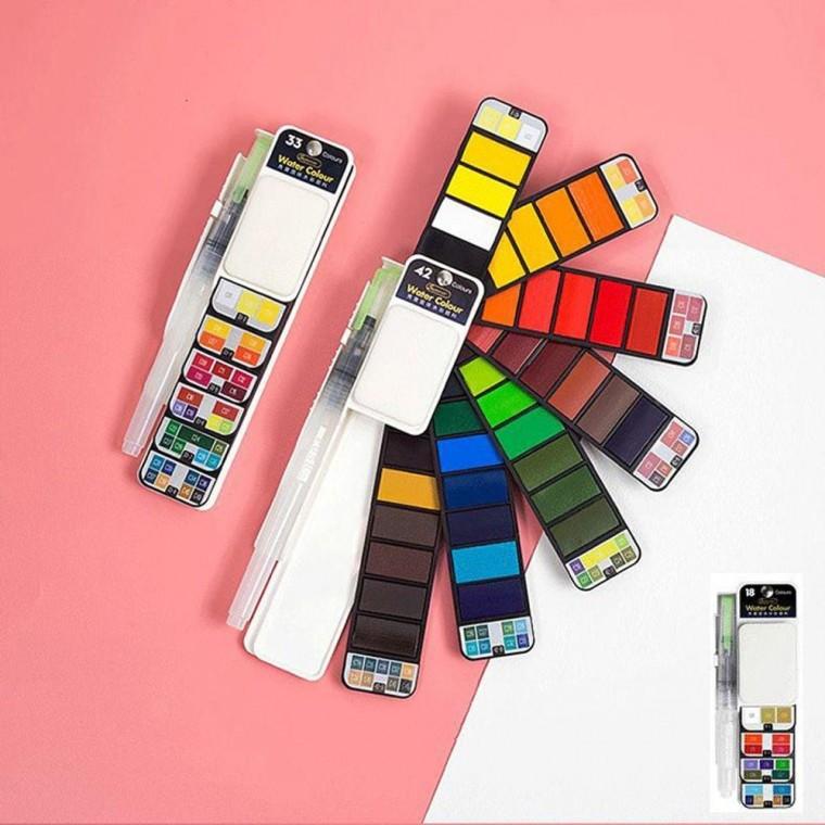 휴대용 고체물감 세트 18색 만 14세 이상 사용 수채화 미술 18색 농축행태 아트 도구 화방 수채화