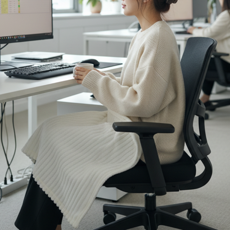 데스크용 미니 극세사 무릎 담요 50x70 사무실 학교 휴대용 (흰색)