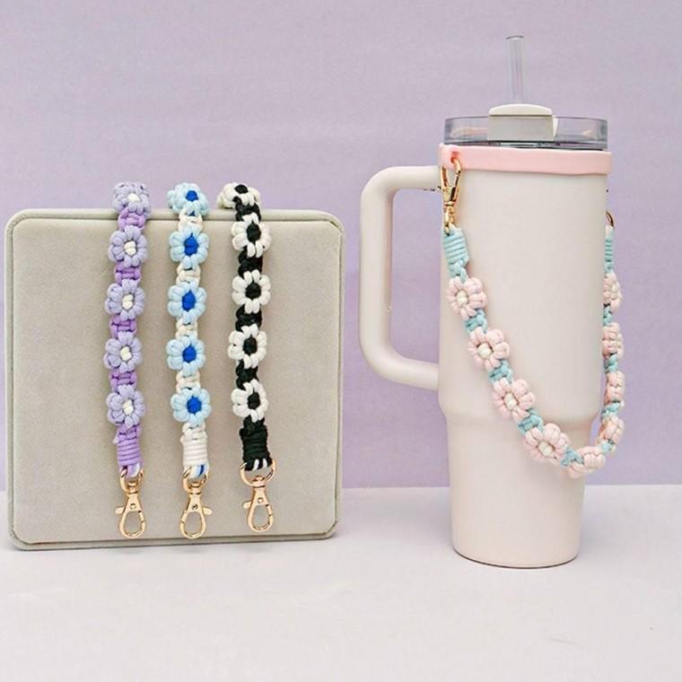 꾸미기 스트랩 텀블러 휴대용 플라워 텀블러 홀더 등산 실리콘 입학 초등 중등