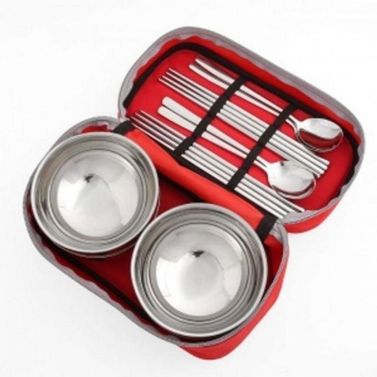 캠핑랜드휴대용수저식기4인세트(사각)수저세트