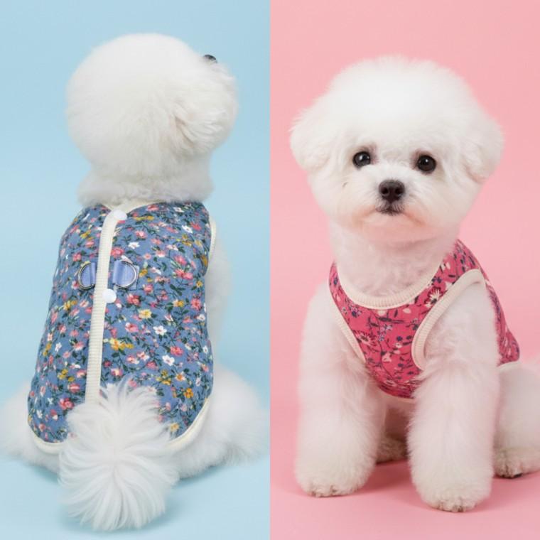 강아지 고양이 김장 할머니 할매 조끼 꽃무늬 애견