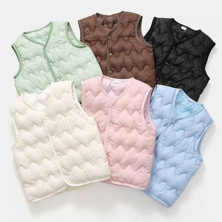 물결캔디 누빔 아동 경량패딩 조끼