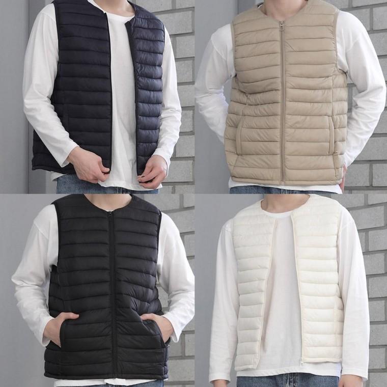 남성 패딩조끼 겨울 방한용 가벼운 경량 중량 베스트 남녀공용 여성 빅사이즈 커플 브이넥 밴딩 편안한 작