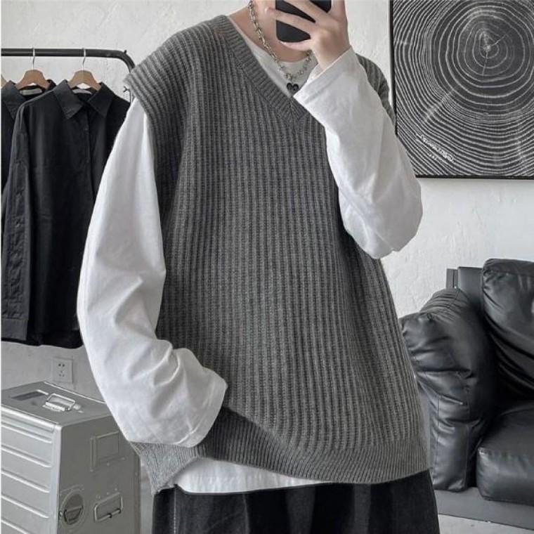 코트 재킷 안에 코디 부드러운 소재 데일리 니트조끼