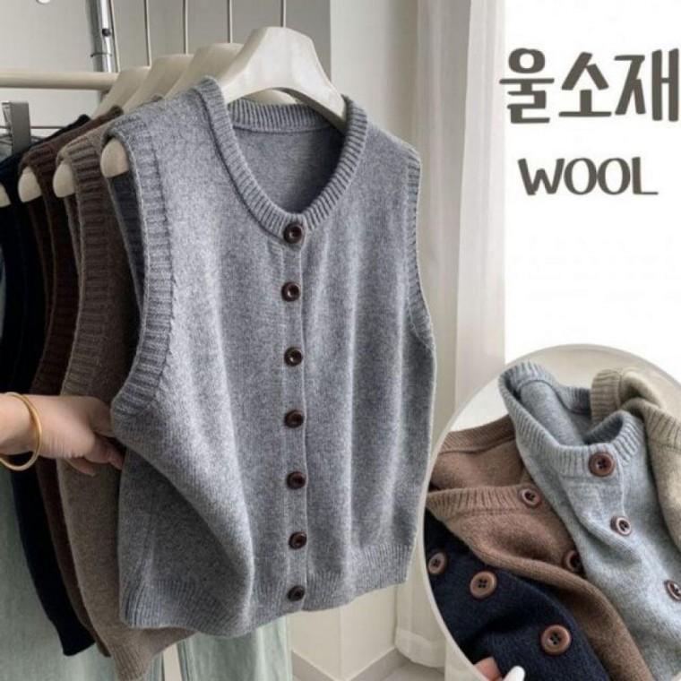 패션스타일 신제품 울소재 조끼 여성 니트 가디건 베스트