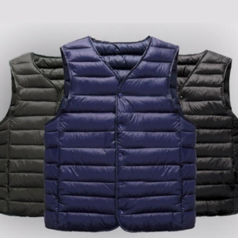 남녀공용 겨울 보온 방한 편한 브이넥 경량 패딩 조끼