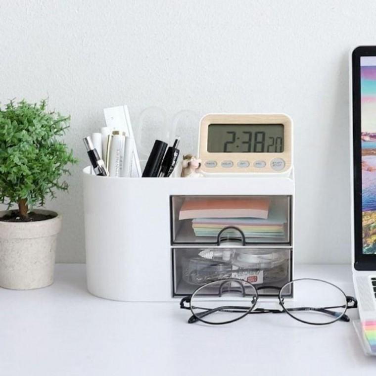 사무 용품 메이크업 화장 소품 깔끔 정리 2단서랍함 DO 110 공간 활용 데스크