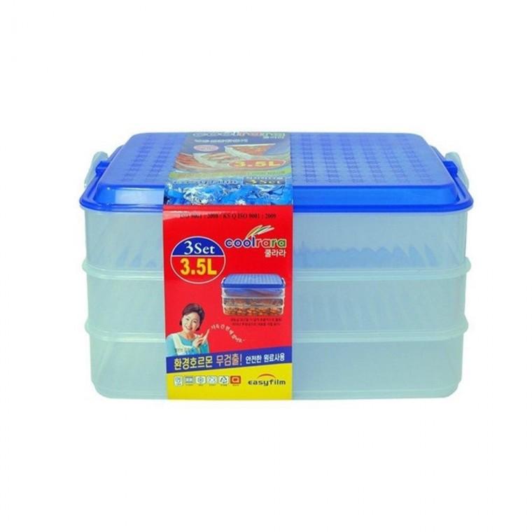 직사각 밀폐용기 3.5L 3단 냉동실 반찬통 냉장고 정리 파 보관 파통