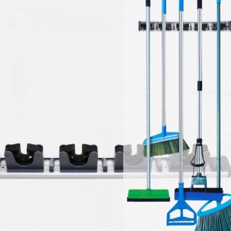 슬라이딩 알루미늄 행거 5구 빗자루 밀대 정리 걸이