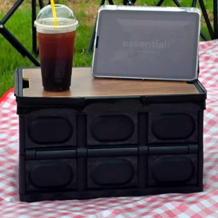 손잡이 테이블폴딩박스 블랙 30L 캠핑용박스 캠핑박스 차량트렁크정리함