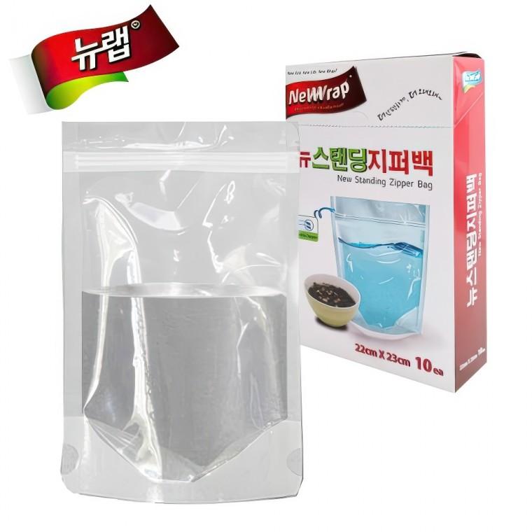 뉴랩 식품용 소분 봉투 비닐백 스탠딩 지퍼백 10매 22x23 정리 수납 밀봉