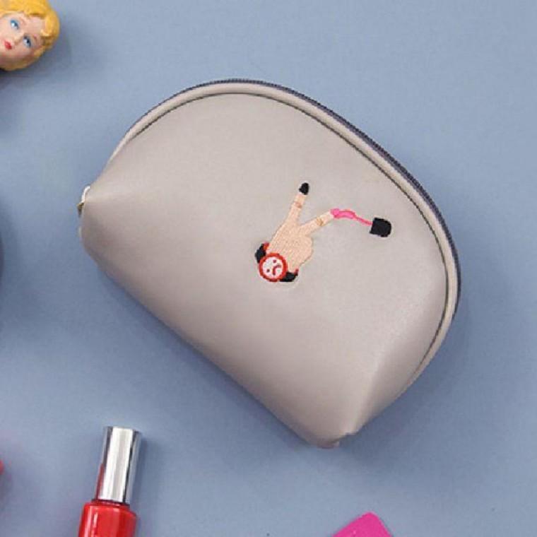 센터자수 파스텔 반원 가방정리 파우치