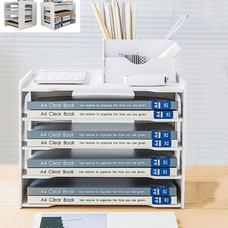 데스크 서류 정리함 화일박스 파일꽂이 보관함 5단 화일 함 서류 책상 꽂이 보관 용품 거치대 A4파일
