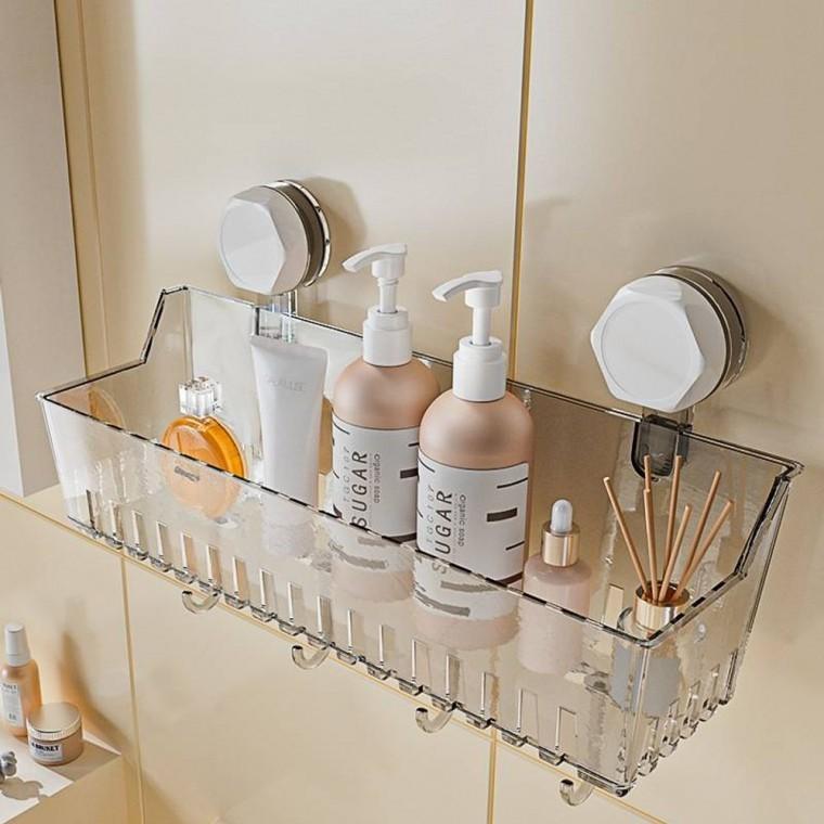 YJR 욕실용 흡착식 선반 주방 수납장 화장품 소품 정리 트레이