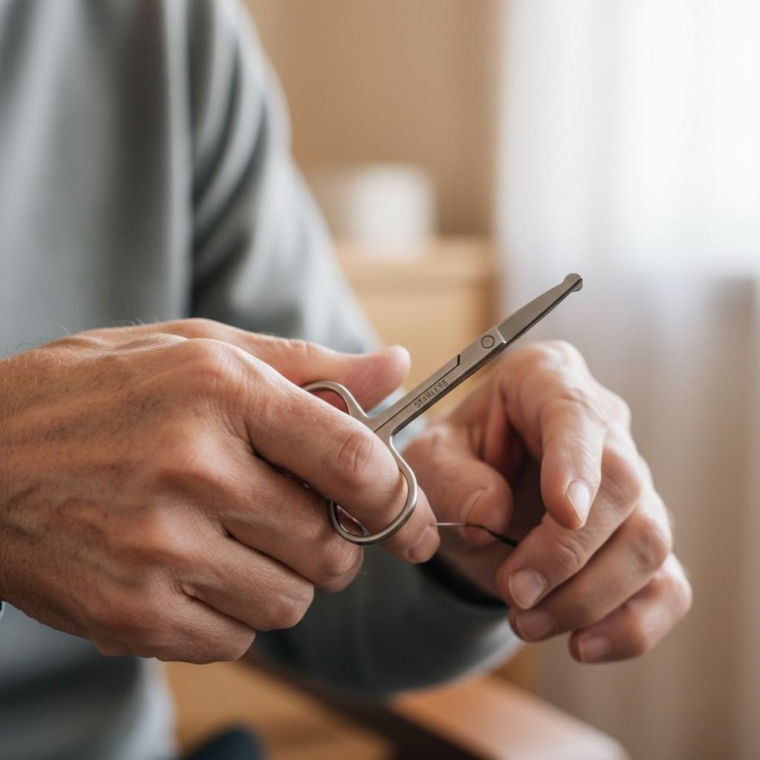 미니 코털 가위 둥근코 눈썹 정리 안전 가위 실버 미용 소품 콧털