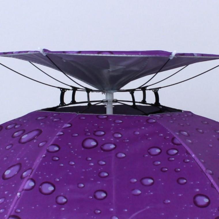 머리에 쓰는 2단 우산 모자 중형 퍼플 헬멧 머리에쓰는